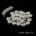 Silver 10x3mm round flat metal spacer beads for DIY jewelry making 100pcs pack - 圆片隔珠 / 100 Pieces/Pack (10x3mm) / White K Plated