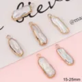 Irregular baroque freshwater pearl pendants with gold-plated edges for DIY jewelry, 15-25mm - 1 Piece/Pack (Length 15-25mm)