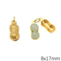 Peanut shaped gold alloy imitation jade glass pendant 8x17mm for DIY jewelry making - Peanut / 2 Pieces/Pack