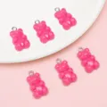 Hot pink acrylic gummy bear charms for DIY jewelry making and phone strap accessories - 5 Pieces/Pack (11x21mm) / Rose Red