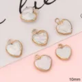 Handmade 10mm heart-shaped natural pearl shell pendants with gold plating for DIY jewelry - 1 Piece/Pack (Width 10mm)