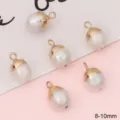 8-10mm natural freshwater pearl acorn pendant with gold cap for DIY jewelry making - 1 Piece (8-10mm)
