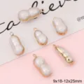 Natural irregular freshwater pearl peanut pendant charms with gold-plated metal edges - 1 Piece/Pack (7-8 x 16-19mm)
