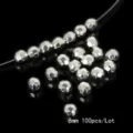 8mm faceted silver-colored loose beads, set of 100 pieces for DIY jewelry making - Faceted Ball Spacer Bead / 100 Pieces/Pack (8mm) / White K Plated