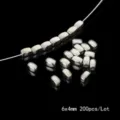 Silver rectangular metallic spacer beads 6x4mm for DIY jewelry making, 200pcs lot - Rice-shaped Beads / 200 Pieces/Pack (6x4mm, 1.5mm Hole) / White K Plated