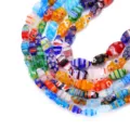 Perle di vetro Millefiori colorate fatte a mano per la creazione di gioielli fai-da-te. - Millefiori Ovale Twist (8x16mm) / Circa 24 Pezzi/Filo
