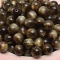 Shimmering gradient dark round beads with gold glitter for DIY jewelry crafts, 8-10mm size. - 8mm (20 Pcs/Pack) / Deep Coffee (Caramel Amber)