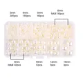 Elfenbeinfarbene Rundperlen-Set in verschiedenen Größen für DIY-Schmuck - 10 Gitter ABS Künstliche Perlen-Set (Beige)