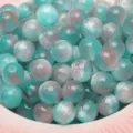 Premium 8-10mm gradient turquoise and pink beads with fine gold glitter for DIY jewelry - Green Pink (Mint Sky)