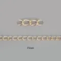 High quality 15mm gold polished aluminum link chain for DIY jewelry and keychain accessories - 15x10mm Chain-2mm Wire-2m Length / Electroplated Light Gold