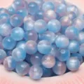 Blue and pink gradient round beads with fine gold glitter for handmade DIY jewelry - Blue Pink (Clear Sky Jade)