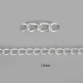 Silver aluminum curb chain with 15mm links for DIY keychain accessories - 15x10mm Chain-2mm Wire-2m Length / Electroplated Silver