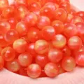 8/10mm orange pink gradient round beads with fine gold glitter for DIY jewelry making - Orange Red (Warm Orange Sun)