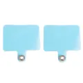 Due linguette azzurre per cordino del telefono cellulare per tracolla fai-da-te - 5.5x5.7cm / Patch in Pellicola con Occhiello / 2 Pezzi/Set / Blu