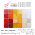 DIY 3mm Glasperlen Set für Schmuck mit 12000 bunten Perlen und Bastelwerkzeug - 3mm Perlenset / Rot Gelb Weiß Gemischt Mit Werkzeugen