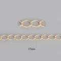 Gold textured aluminum chain links 17mm size for DIY keychain and jewelry accessories - 17x12mm Chain-2mm Wire-3m Length / Electroplated Light Gold