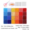24-Raster 3mm bunte Glasperlen-Set für DIY Schmuckherstellung inklusive Werkzeug und Verschlüsse - 3mm Perlenset / Rot Gelb Blau Gemischt Mit Werkzeugen
