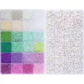 Premium 24-Gitter 3mm Glasperlen-Set mit goldenen Buchstabenperlen für DIY-Schmuck - 3mm Perlenset / Grün Rosa Blau Gemischt Mit Werkzeugen