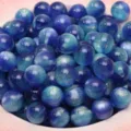Blue gradient round beads with fine gold glitter for DIY jewelry making 8mm 10mm - Royal Blue (Deep Sea Star)