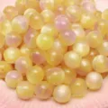 Yellow pink gradient 8mm 10mm round beads with fine gold glitter for DIY jewelry crafts - Yellow Purple (Lemon Gold)