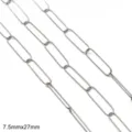 Durable silver stainless steel paperclip chain 7.5x27mm for DIY jewelry making - Paperclip Long Link Chain / 7.5x27mm (One Meter/Pack) / Steel