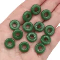 Smooth green glass imitation jade donut beads for DIY necklace and bracelet jewelry making - 12mm (Hole Approx 4.5mm) 10 Pcs/Pack / Dark Green Jade