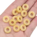 Light yellow glass imitation jade donut beads Ping'an buckle for DIY jewelry making - 12mm (Hole Approx 4.5mm) 10 Pcs/Pack / Topaz Color