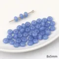 Light blue jelly-textured 8x5mm glass rondelle beads for DIY jewelry making accessories - Solid Color Abacus Bead / 20 Pieces Pack (8x5mm) / Blue