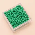 Grüne acrylkugeln in Erdnussform für DIY-Schmuckherstellung in einer Klarsichtbox - Ca. 100 Stück (4x6mm) / Unifarben Dunkelgrün