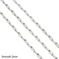 DIY silver stainless steel paperclip chain link 3mmx8.2mm for jewelry making crafts - Extended Box Link Chain / 3x8.2mm (One Meter/Pack) / Steel
