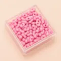 Rosafarbene erdnussförmige Acrylperlen für die DIY-Schmuckherstellung in der Box - Ca. 100 Stück (4x6mm) / Massiv Dunkelrosa