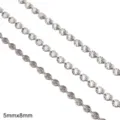 Silver stainless steel lip chain with sunburst texture for DIY jewelry, size 5mmx8mm - Round Sunflower Chain / 5x8mm (1 Meter/Pack) / Steel