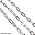 Premium stainless steel oval link chain for DIY jewelry making in size 8.5mmx15mm - Large Hole Flat Cross Chain / 8.5x15mm (One Meter/Pack) / Steel