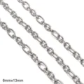 High-quality silver stainless steel cross O-shaped chain links measuring 8mm x 13mm - Starry Sky 3:1 Chain / 8x13mm (One Meter/Pack) / Steel