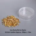 200pcs gold iron butterfly earring backs with clear storage box for DIY jewelry making - Butterfly Earring Backs / 200 Pieces/Pack / Gold
