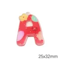 Bunter bedruckter Acryl-Anhänger Buchstabe A für DIY-Schlüsselanhänger und Schmuck - Buchstabe A / 5er Pack (25x32mm)