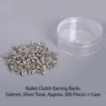 Bullet earring backs set 5x6mm in silver white K color with plastic storage box 200pcs - Bullet Earring Backs / 200 Pieces/Pack / Silver