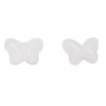 Pair of translucent white glazed butterfly beads for DIY jewelry making and craft projects - 10 Pieces/Pack (14x10mm) / Solid White