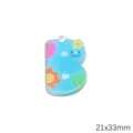 Acryl-Anhänger Buchstabe B mit buntem Blumendruck und Smiley-Design, Maße 21x33 mm - Buchstabe B / 5er Pack (21x33mm)