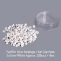 Set of 200pcs white silicone pacifier-style earring backs with a clear storage box 5x7mm - Pacifier Style Earring Backs / 200 Pieces/Pack / White