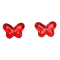 Pair of translucent red glass butterfly beads with through-hole for jewelry crafting. - 10 Pieces/Pack (14x10mm) / Red