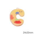 Bunter bedruckter Acryl-Alphabet-Anhänger Buchstabe C für DIY-Schlüsselanhänger - Buchstabe C / 5er Pack (24x33mm)