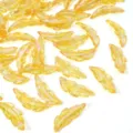 Cuentas de acrílico con forma de pluma amarilla translúcida irisada para joyería. - 10 Piezas/Paquete / Amarillo