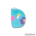 Farbenfroher Acryl-Buchstabe D Anhänger mit Smiley und Blumenmuster, 23x33mm - Buchstabe D / 5er Pack (23x33mm)