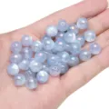 Hand-held iridescent light blue acrylic cat-eye round beads for DIY jewelry making - 8mm (Pack of 5) / Blue