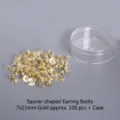 Saucer-shaped gold earring backs 7x11mm, 100pcs with clear storage box - UFO Shaped Earring Backs / 100 Pieces/Pack / White Gold