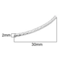 Perle tube courbé torsadé argenté pour création de bijoux, 30mm x 2mm - Style Fileté Facetté Argent (#11)