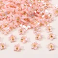 Breloques mini fleurs en résine rose avec boucles dorées pour la création de bijoux DIY - Fleur De Gainier / 7mm (5 pièces/paquet) / Rose
