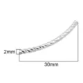 Perle tube courbé texturé argenté pour la création de bijoux artisanaux DIY 30mm - Style Fileté Facetté Argent (#13)