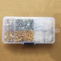 Assorted DIY earring backs set in a transparent 10-compartment plastic storage box - Large Capacity Set / 1040 Pieces Set